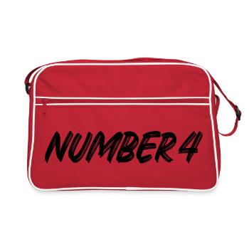 Number 4 - vier - vierter - vierte - 4 - Nummer 4 - Retro Tasche - Rot/Weiß - Vorne