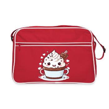 Charmanter Kakao-Begleiter - Retro Tasche - Rot/Weiß - Vorne