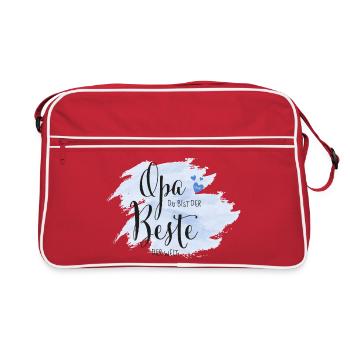 Opa du bist der Beste der Welt - Retro Tasche - Rot/Weiß - Vorne