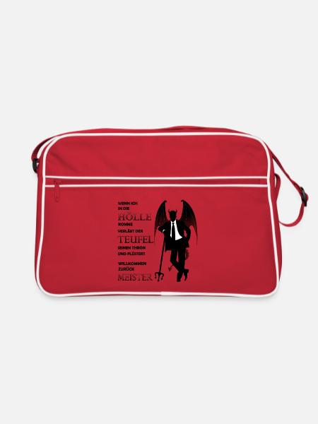 Teufel Satan Luzifer Hölle Halloween - Retro Tasche - Rot/Weiß