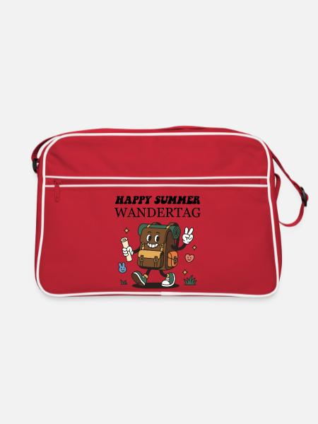 Wander-Rucksack Cartoon – Lustiger Outdoor Abenteu - Retro Tasche - Rot/Weiß