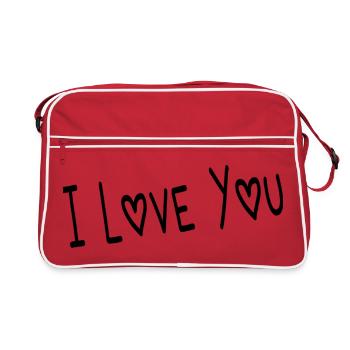 VALENTINSTAG. ICH LIEBE DICH. ICH LIEBE DICH. LIEBE. LIEBE - Retro Tasche - Rot/Weiß - Vorne