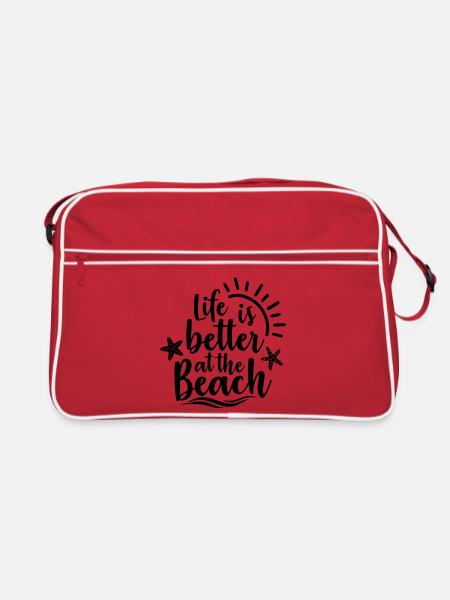Life Is Better At The Beach - Retro Tasche - Rot/Weiß