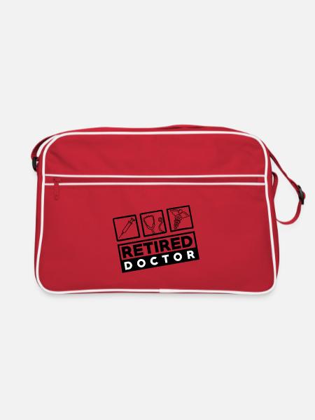 Retired Doctor - Arzt in Rente mit Symbolen - Retro Tasche - Rot/Weiß
