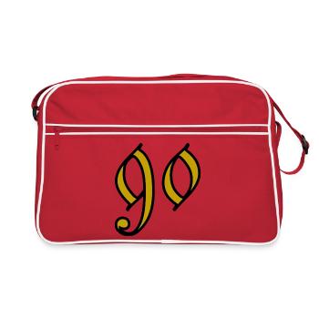 90. 90 JAHRE. 90. JAHRESTAG. 90-JÄHRIGES JUBILÄUM. - Retro Tasche - Rot/Weiß - Vorne
