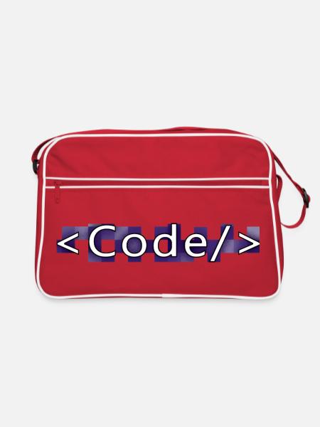Code style (purple) - Retro Bag - red/white - Front