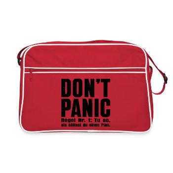 "DON'T PANIC" – The cult shirt - Retro Bag - red/white - Front