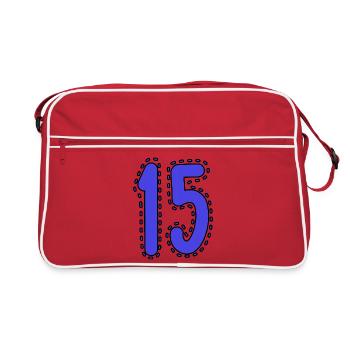 15. 15 JAHRE. 15. JAHRESTAG. 15-JÄHRIGES JUBILÄUM. - Retro Tasche - Rot/Weiß - Vorne