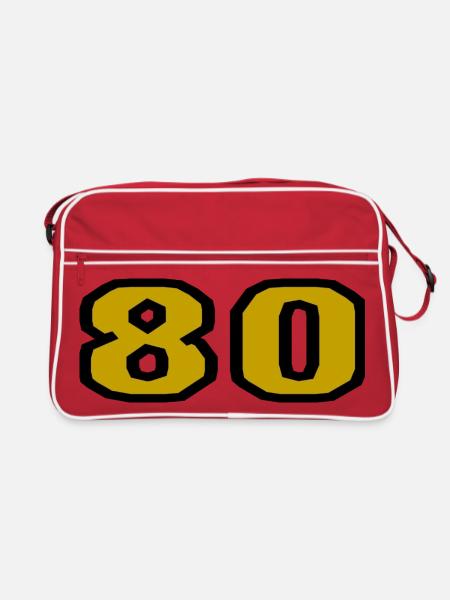 80. 80 JAHRE. 80-JÄHRIGES JUBILÄUM. 80. GEBURTSTAG. - Retro Tasche - Rot/Weiß - Vorne