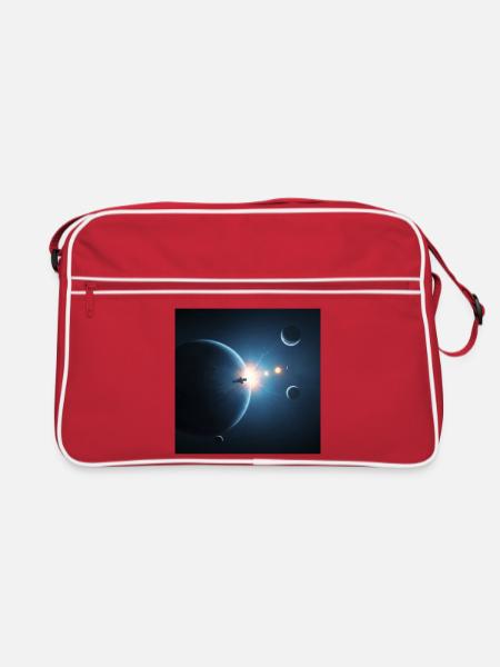 Mystische Mondphasen - Retro Tasche - Rot/Weiß