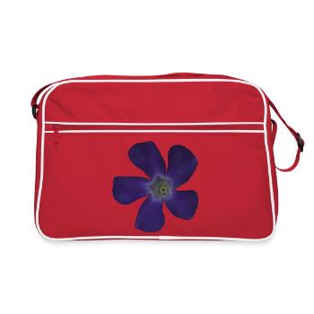 Immergrün lila Blume lila Blüte - Retro Tasche - Rot/Weiß - Vorne
