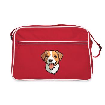 Russell Terrier Hunderasse Aquarell Cartoon Kawai - Retro Tasche - Rot/Weiß - Vorne