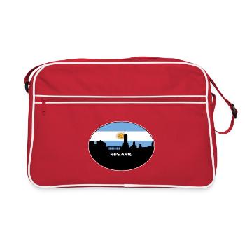 Rosario Argentinien Flagge Skyline Silhouette Reisen - Retro Tasche - Rot/Weiß - Vorne