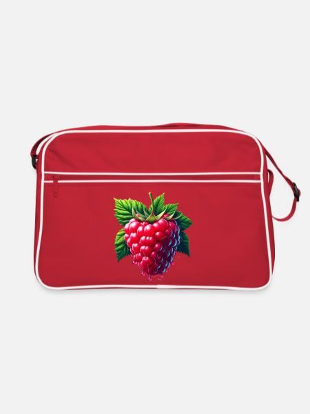 Runny leafy raspberry - Retro Bag - red/white - Front