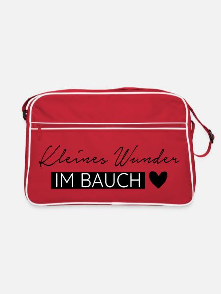 Kleines Wunder im Bauch - Retro Tasche - Rot/Weiß