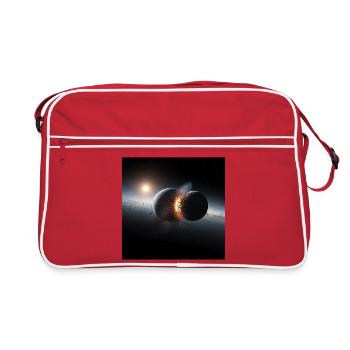 Kosmisches Eclipse Design - Retro Tasche - Rot/Weiß - Vorne