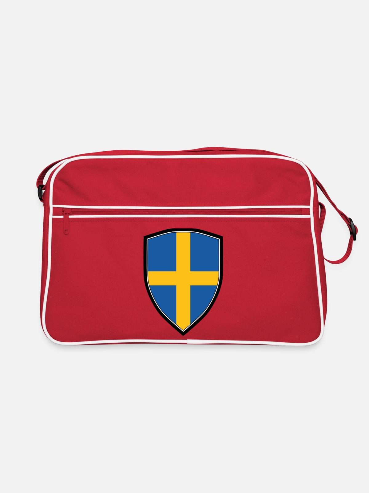 SWEDEN FLAG SHIELD - Sac Retro - rouge/blanc - Devant