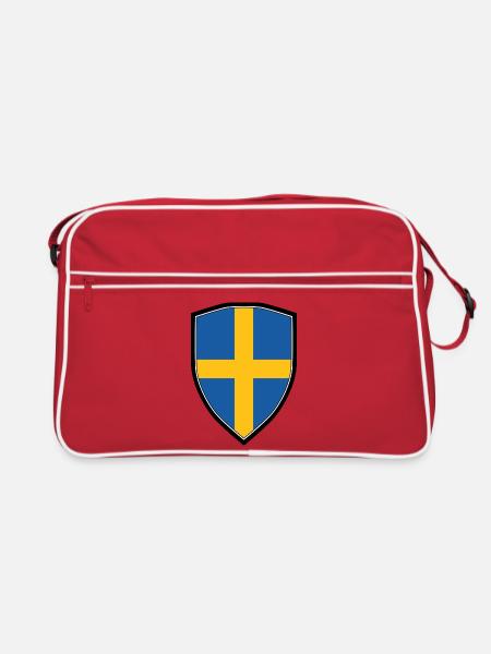 SWEDEN FLAG SHIELD - Sac Retro - rouge/blanc - Devant