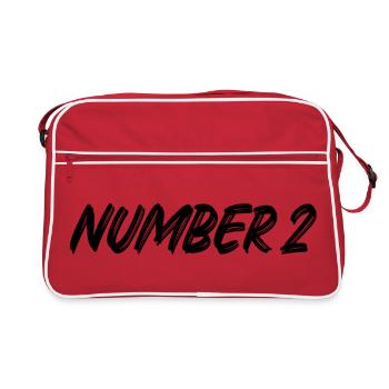 Number 2 - zwei - zweiter - zweite - 2 - Nummer 2 - Retro Tasche - Rot/Weiß - Vorne