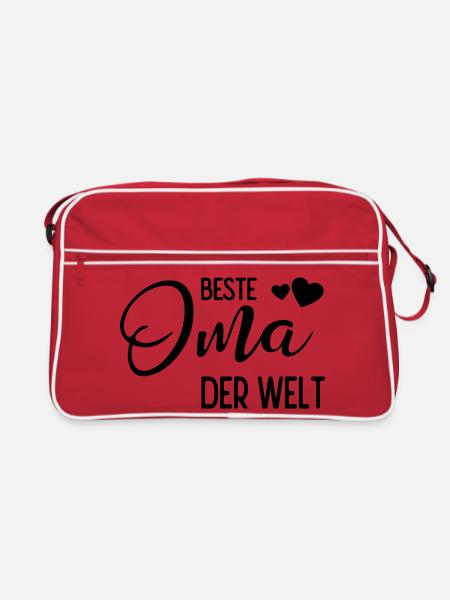 Beste Oma der Welt - Retro Tasche - Rot/Weiß - Vorne