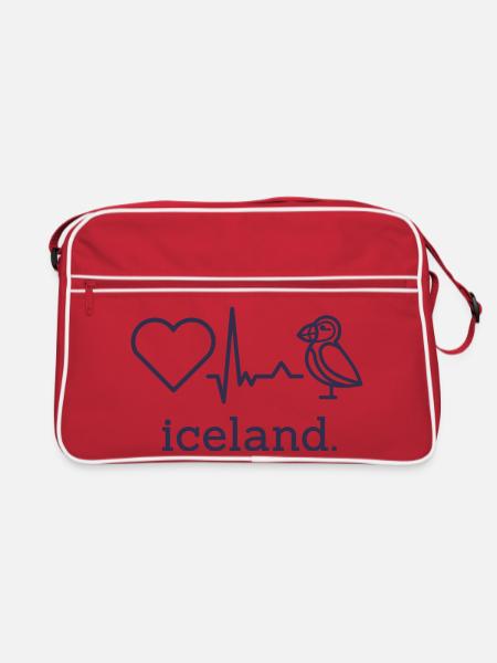 Papageitaucher Island Urlaub Reykjavík Puffin - Retro Tasche - Rot/Weiß