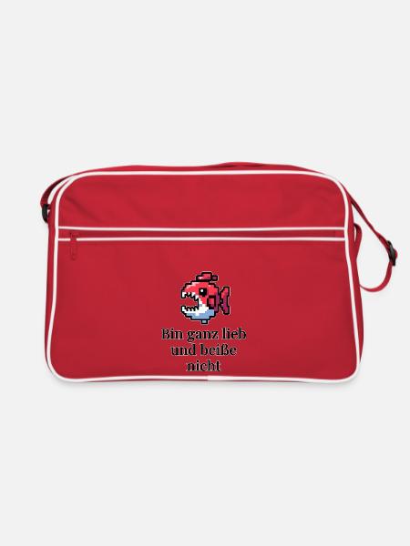 C’est drôle - je suis très gentil et je ne mords pas - Sac Retro - rouge/blanc