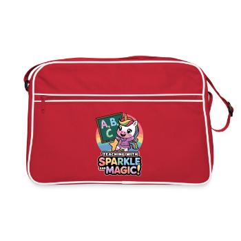 Teaching With Sparkle And Magic! - Retro Bag - red/white - Front