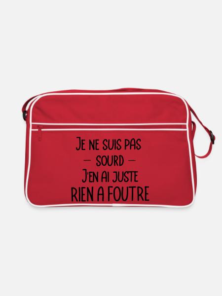 je ne suis pas sourd, j'en ai juste rien a foutre - Sac Retro - rouge/blanc