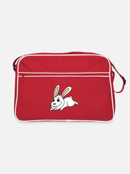 Kaninchen Hase Osterhase - Retro Tasche - Rot/Weiß - Vorne