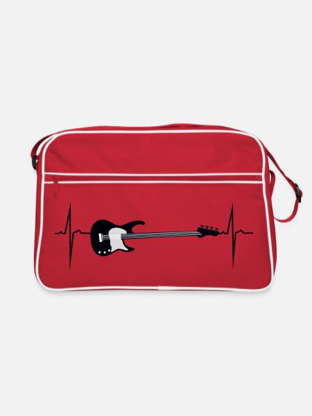mein herz schlägt für bass - Retro Tasche - Rot/Weiß