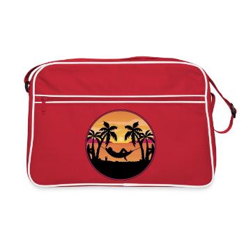 Hammock des palmiers Coucher du soleil - Sac Retro - rouge/blanc - Devant