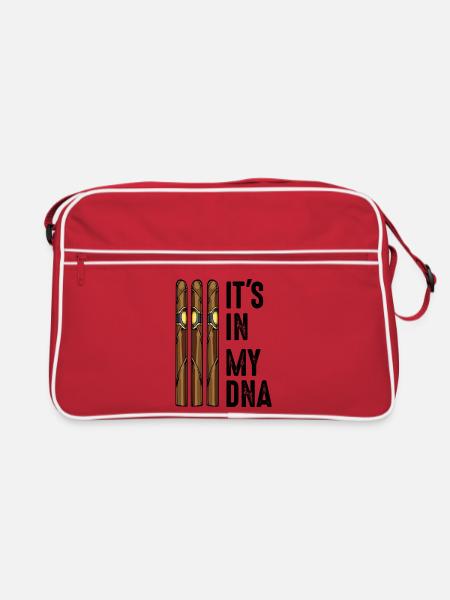 It‘s In My DNA Zigarren Rauchen Spruch Geschenk - Retro Tasche - Rot/Weiß - Vorne