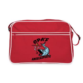 Opa's Angelexperte - Angeln mit Opa - Retro Tasche - Rot/Weiß - Vorne