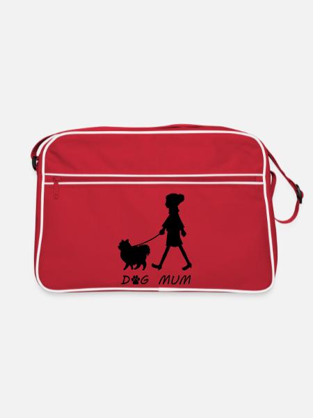 Dog Mum - Retro Tasche - Rot/Weiß - Vorne