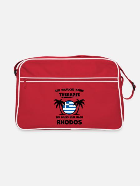 Rhodos Griechenland – Urlaub & Erinnerungen - Retro Tasche - Rot/Weiß - Vorne