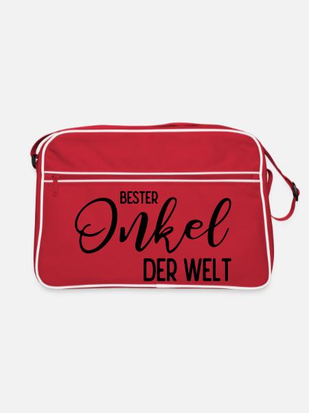 Bester Onkel der Welt - Retro Tasche - Rot/Weiß - Vorne