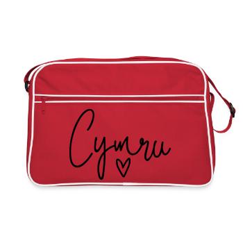 Cymru Calon Pays de Galles Coeur - Sac Retro - rouge/blanc - Devant