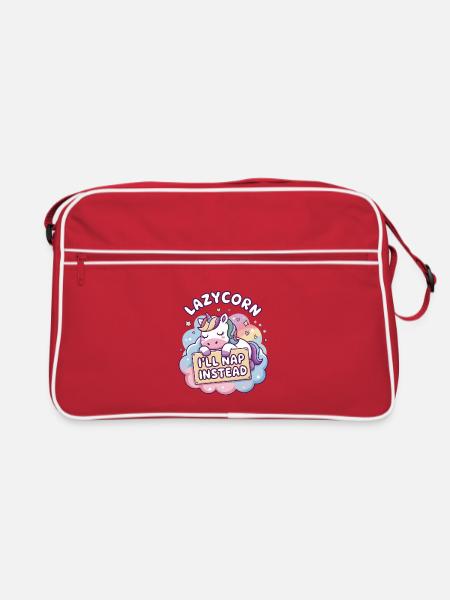 Faulpelz: Ich mache stattdessen ein Nickerchen - Retro Tasche - Rot/Weiß
