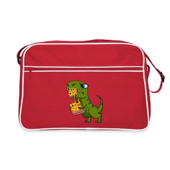 Cadeau de restauration rapide de pizza de dinosaure Dino - Sac Retro - rouge/blanc - Devant