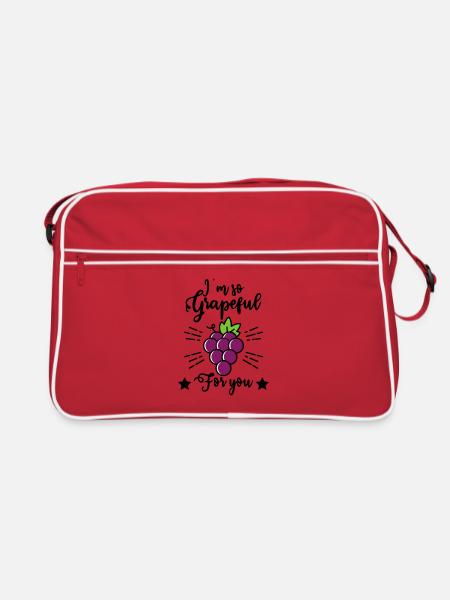 Je suis tellement raisin pour toi – Motif drôle de raisin - Sac Retro - rouge/blanc