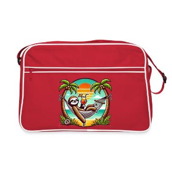 Sloth in the hammock - Retro Bag - red/white - Front