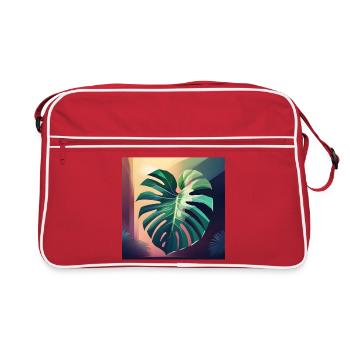 Monstera Leaf - Retro Tasche - Rot/Weiß - Vorne