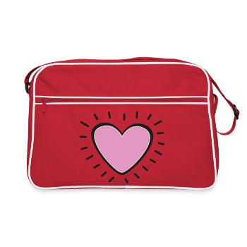 Pastel Pink Heart Radiant Charm - Retro Bag - red/white - Front