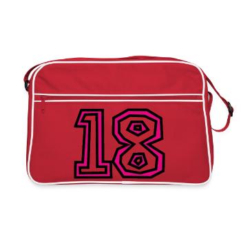 18. 18 YEARS OLD. 18th ANNIVERSARY. BIRTHDAY 18 YEARS. - Retro Bag - red/white - Front