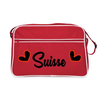 SUISSE. PAYS. GENEVE. SUISSE. HUMOUR. PAYS - Sac Retro - rouge/blanc - Devant