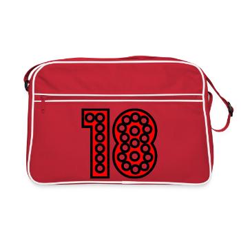 18. 18 YEARS OLD. 18th ANNIVERSARY. 18 BIRTHDAY. - Retro Bag - red/white - Front