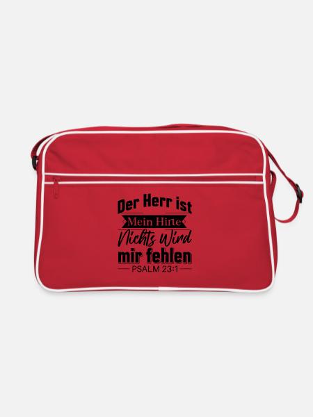 Psalm 23 [Die Bibel]: Der Herr ist mein Hirte - Retro Tasche - Rot/Weiß