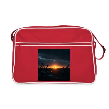 Sonnenuntergang am See - Retro Tasche - Rot/Weiß - Vorne