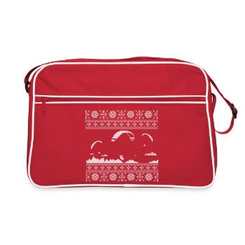 Gleitschirmflieger Strickmuster - Retro Tasche - Rot/Weiß - Vorne