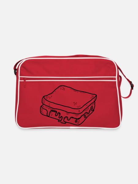Käsetoast – Minimalistisches Foodie Design - Retro Tasche - Rot/Weiß